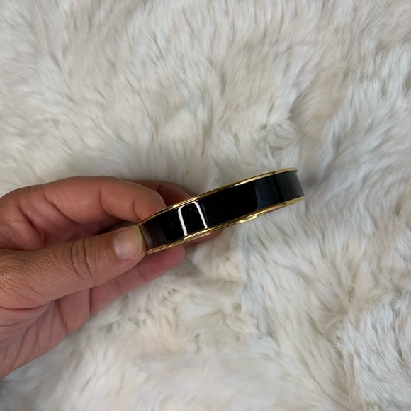 Monet black enamel & gold bangle bracelet - Picture 2 of 5